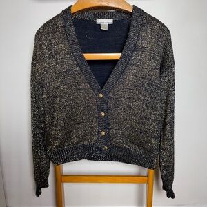 Vintage Black and Gold Knit Cardigan